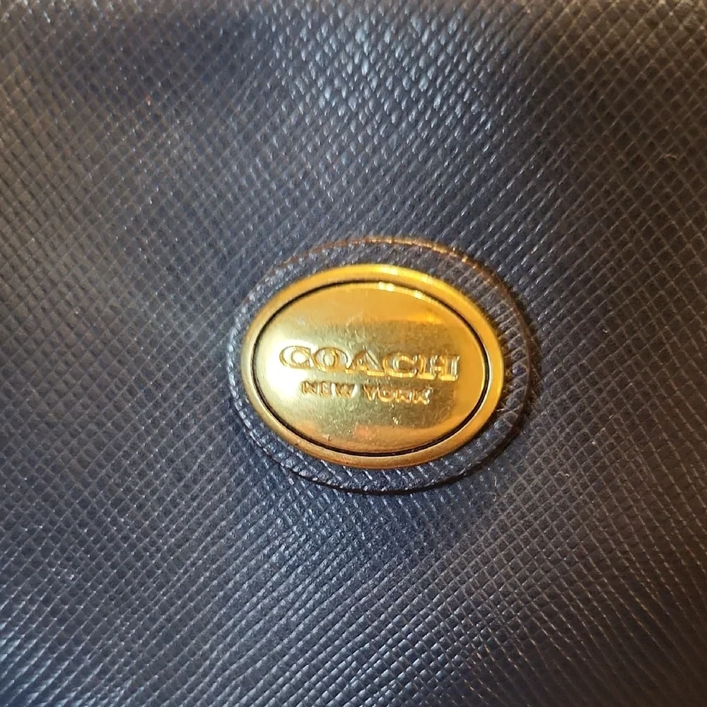 Coach Navy Blue Leather Dome Satchel with Crossbody Strap - Picture 2 of 9